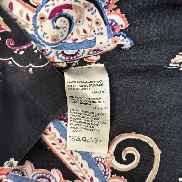 Chico's Shirt 3 Women's XL Black Paisley Button-Front Top Long Sleeves Cotton - Picture 11 of 11